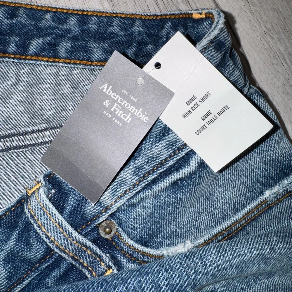 NWT Abercrombie & Fitch Annie High Rise Short 100%cotton 29/8Zipper Cut Off Blue - Picture 12 of 14